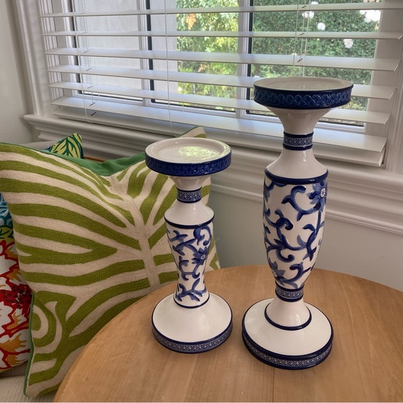 Ralph Lauren Mandarin Blue Candlesticks - Picture 2 of 8